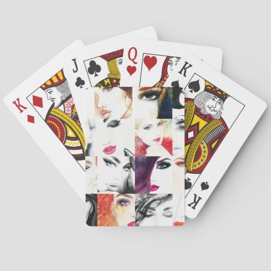 メスポートレートコラージュ水カラーイラストレーション トランプ (裏面)