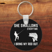 メス彼女はおもしろい魚釣りギフト大人を男性へ飲み込む キーホルダー (正面)