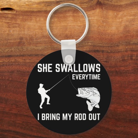 メス彼女はおもしろい魚釣りギフト大人を男性へ飲み込む キーホルダー (正面)