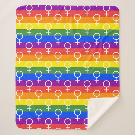 メス記号虹の模様 シェルパブランケット (正面)