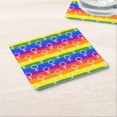 メス記号虹の模様 スクエアペーパーコースター (アングル)