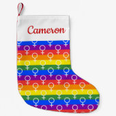 メス記号虹の模様 スモールクリスマスストッキング (正面)