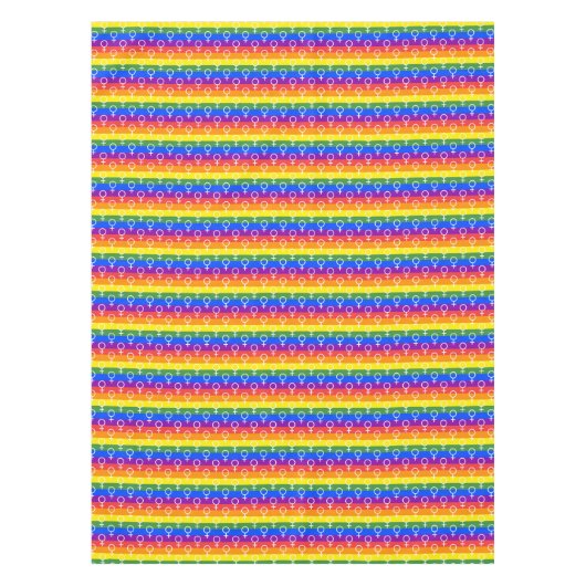 メス記号虹の模様 テーブルクロス (正面)