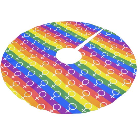 メス記号虹の模様 ブラッシュドポリエステルツリースカート (アングル)