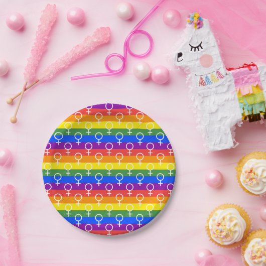 メス記号虹の模様 ペーパープレート (パーティー)