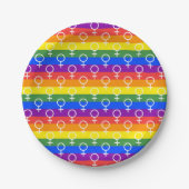 メス記号虹の模様 ペーパープレート (正面)