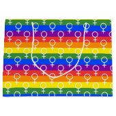 メス記号虹の模様 ラージペーパーバッグ (正面)