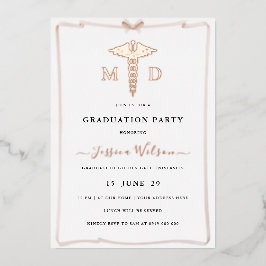 メスMD RNカドゥセウス卒業写真 箔招待状