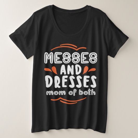 メセズとドレス両方のママ プラスサイズTシャツ (デザイン正面)