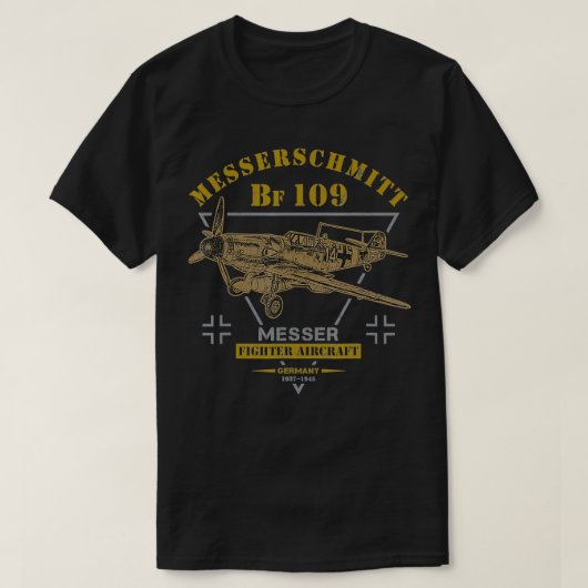 メセルシュミットBf 109第2次世界大戦戦闘機 Tシャツ (デザイン正面)