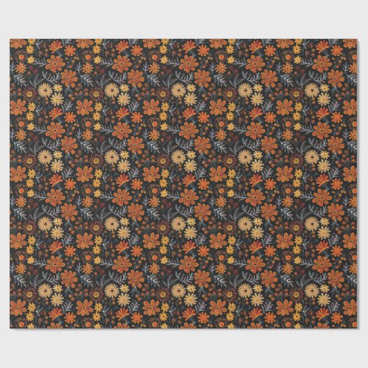 メソアメリカインスパイア人刺繍花柄 ラッピングペーパー (フラット)