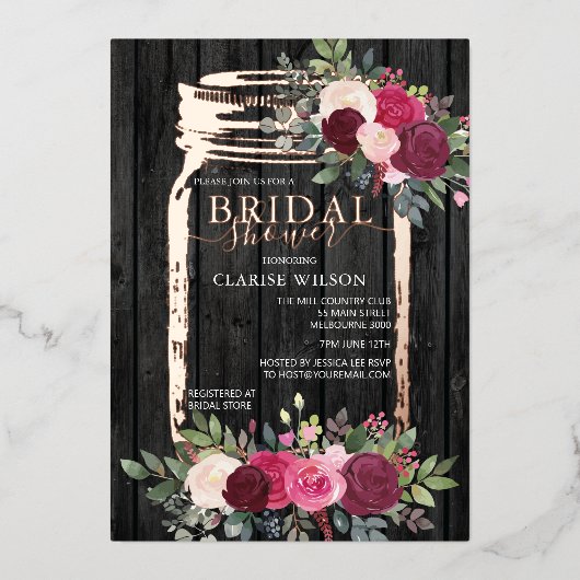 メソエレガントンモダン・ジャーブライダルシャワー 箔招待状 (正面)