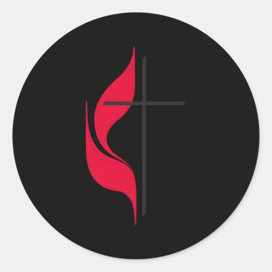 メソジストクロスフラッグキリスト教メソジストプロテスタ ラウンドシール (正面)