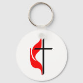 メソジスト統一された教会クロスと炎キーチェーン キーホルダー (正面)