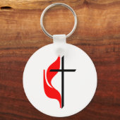 メソジスト統一された教会クロスと炎キーチェーン キーホルダー (正面)