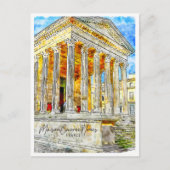 メゾンカリーニメスフランストラベルプレイスウォーターカラー ポストカード (正面)