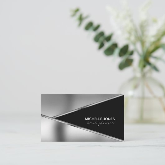 メタエレガントリックシルバーとブラックの名刺 名刺 (スタンド正面)