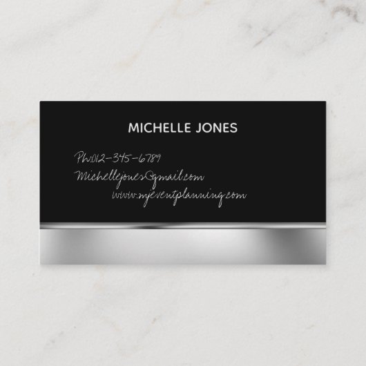 メタエレガントリックシルバーとブラックの名刺 名刺 (裏面)