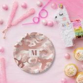 メタカスタムリックバラ金ゴールドグリッターピンクマーブル迷彩柄 ペーパープレート (パーティー)