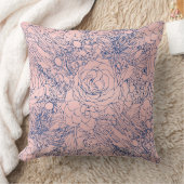 メタスタイリッシュリックネービーブルーアンドピンクフローラデザイン クッション (ブランケット)