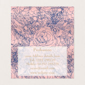 メタスタイリッシュリックネービーブルーアンドピンクフローラデザイン 名刺 (内部フラット)