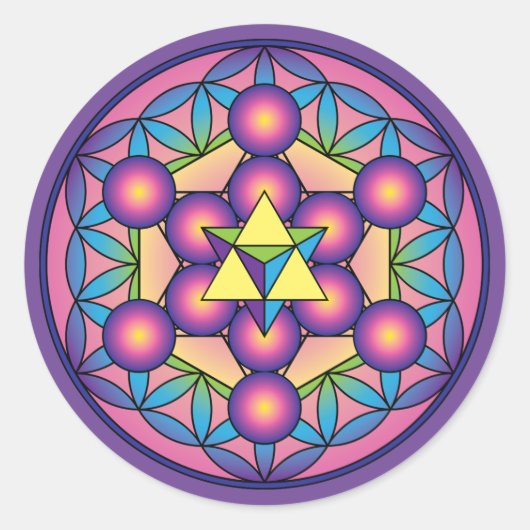 メタトロンのキューブ・メルカバの花の花 ラウンドシール (正面)