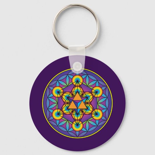 メタトロンのキューブ・メルカバon Flower of Life キーホルダー (正面)