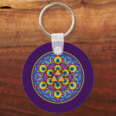 メタトロンのキューブ・メルカバon Flower of Life キーホルダー (正面)