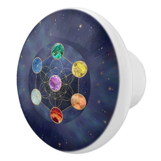 メタトロンの立方体チャクラの神聖なジオメトリ セラミックノブ (右)