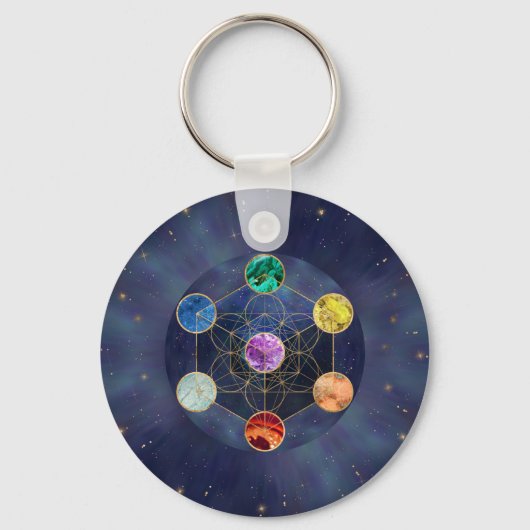 メタトロンの立方体チャクラ聖幾何学 キーホルダー (正面)