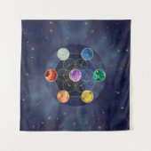 メタトロンの立方体チャクラ聖幾何学 タペストリー (正面(横))