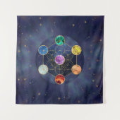 メタトロンの立方体チャクラ聖幾何学 タペストリー (正面)