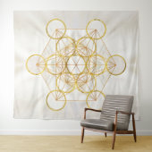 メタトロンの立方体神聖なジオメトリ-銅と金ゴールド タペストリー (インサイチュ(横))