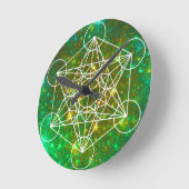 メタトロンの立方体、神聖なジオメトリ、スピリチュアル記号 ラウンド壁時計 (傾斜)