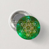 メタトロンの立方体、神聖なジオメトリ、スピリチュアル記号 缶バッジ (正面&裏面)