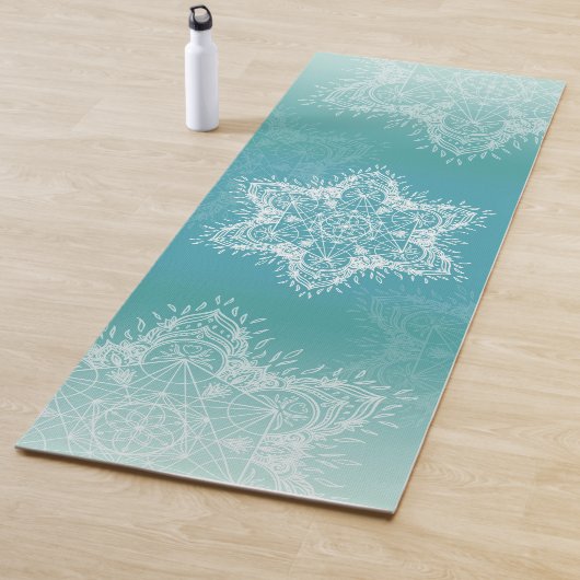 メタトロン立方体マンダラターコイズ ヨガマット (インサイチュ)