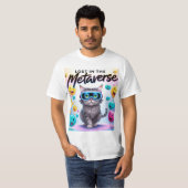 メタバースに迷い込んだ – 笑えるVRキャットデザイン Tシャツ (正面フル)