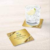 メタフェイクリック金ゴールドダイヤモンド50周年ラグジュアリー スクエアペーパーコースター (インサイチュ)