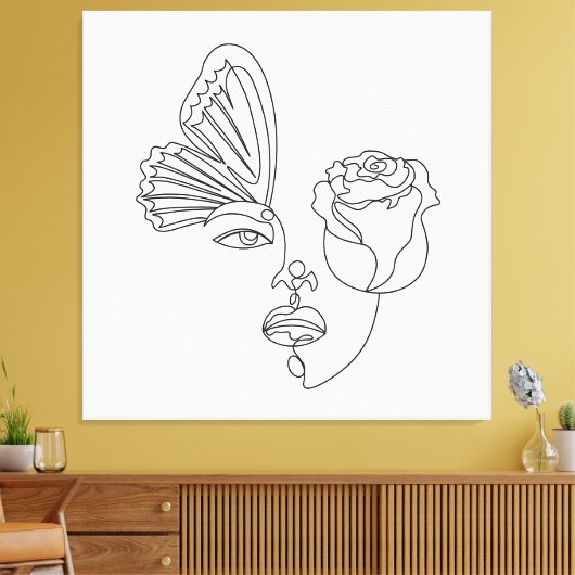 メタモルフォシス – 抽象芸術バタフライ&バララインアート キャンバスプリント (インサイチュ (リビング))