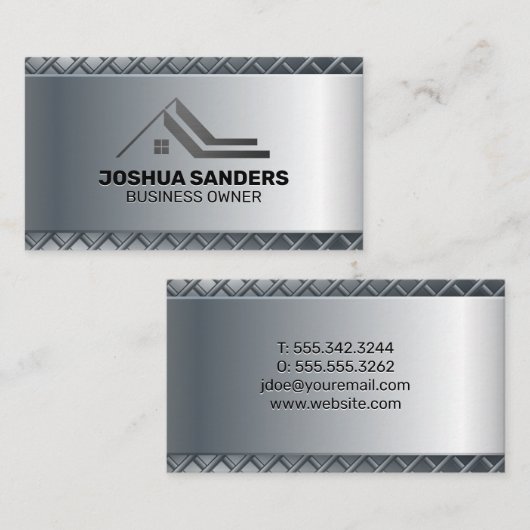 メタリお洒落ッ実在ク・エテート・ロゴ | メタリック 名刺 (正面/裏面)