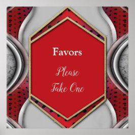 メタリはっきりしたモダンック3Dレッドグレーテクスチャルック ポスター