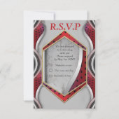 メタリはっきりしたモダンック3Dレッドグレーテクスチャルック 出欠カード (正面)