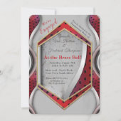 メタリはっきりしたモダンック3Dレッドグレーテクスチャルック 招待状 (正面)