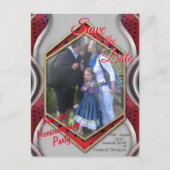 メタリはっきりしたモダンック3Dレッドグレーテクスチャルック 案内ポストカード (正面)