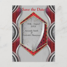 メタリはっきりしたモダンック3Dレッドグレーテクスチャルック 案内ポストカード