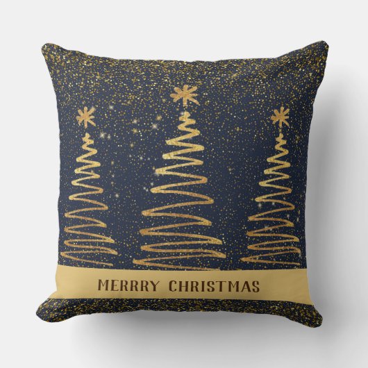 メタリエレガントッきらめくクな紺色 クッション (正面)