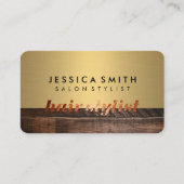 メタリエレガントックフェイク金ゴールドと黒のスタイリストのアイコン 名刺 (正面)