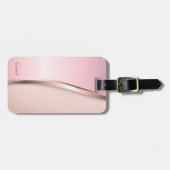 メタリエレガントッモダンク、ピンク ラゲッジタグ (正面横)