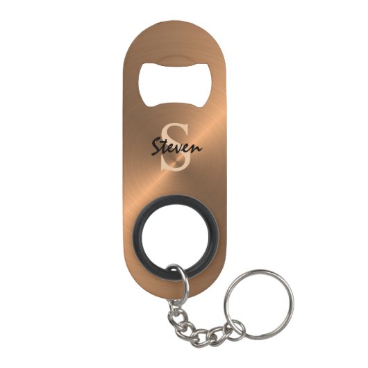 メタリッエレガントク青銅金ゴールドモノグラムメン キーホルダー栓抜き (裏面)