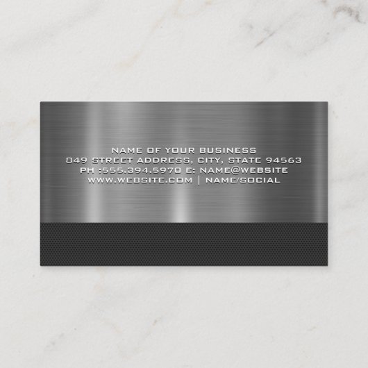 メタリックお洒落オートロゴ | 車修理アイコン 名刺 (裏面)